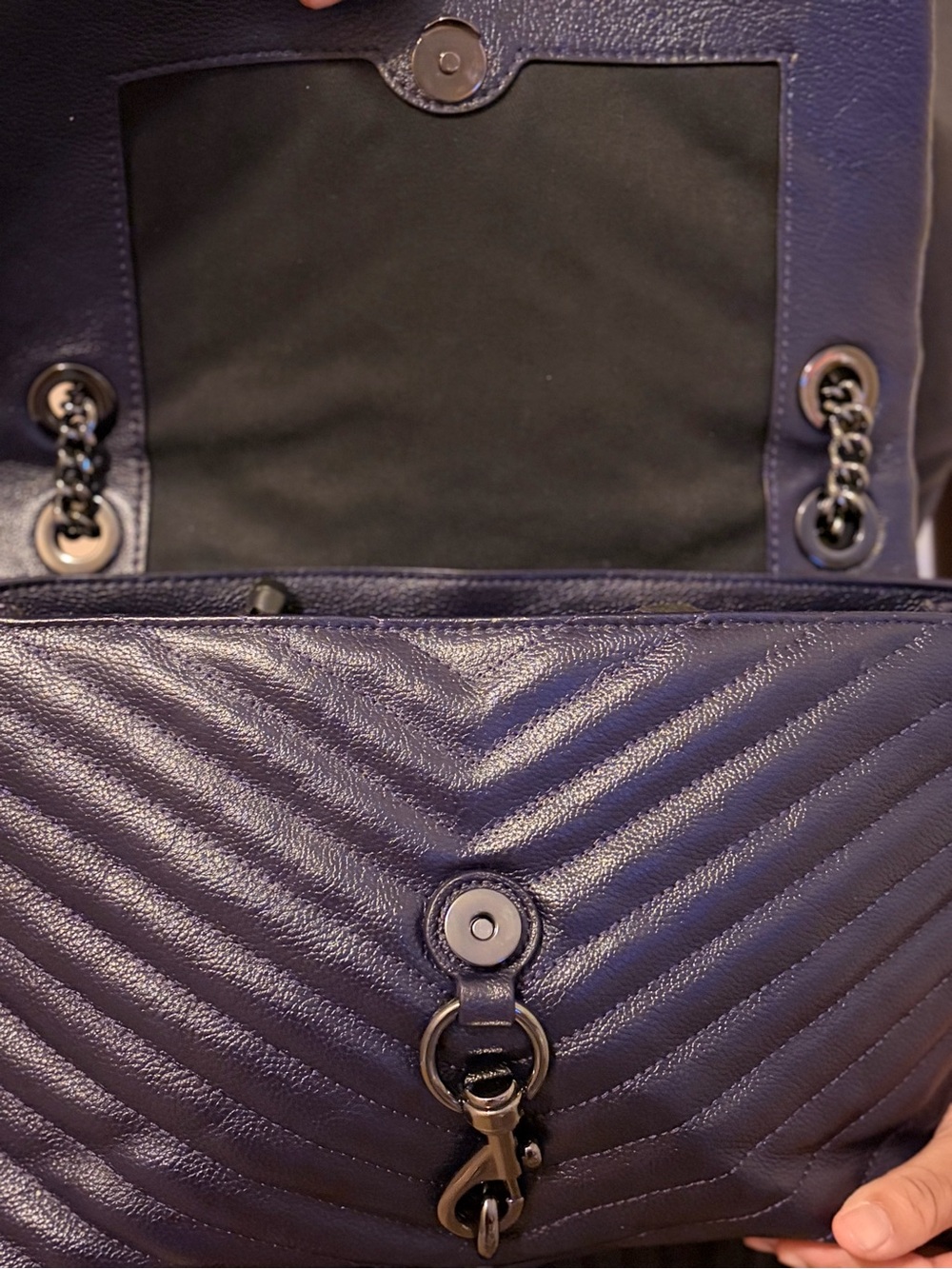 Rebecca Minkoff Quilted Chevron Shoulder Bag in Eggplant/Deep Purple - Picture 2 of 8